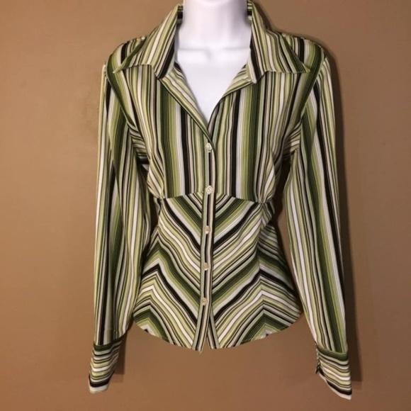 Dress Barn Tops - Dress barn Green striped blouse